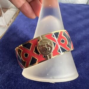 Spartina Daufuskie Island Hinged Enamel And Gold Bangle Bracelet‎
